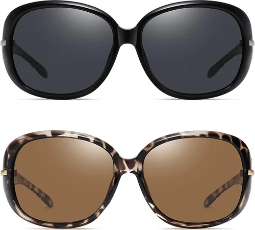 Vista 2 de Fullgren Gafas de sol polarizadas de gran tamaño para mujer, protección UV, moderno marco grande, gafas de sol para mujer