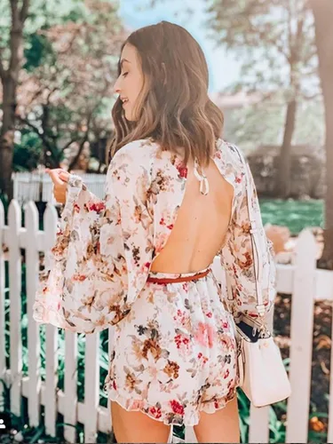 Vista 4 de Romwe - Mono suelto para mujer diseño floral