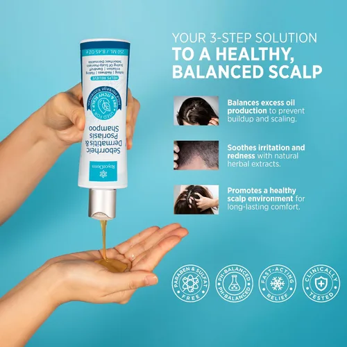 Vista 4 de Roycederm Set de champú y acondicionador para dermatitis seborreica y psoriasis, tratamiento eficaz del cuero cabelludo para foliculitis, psoriasis