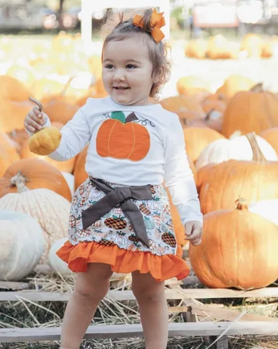 Vista 4 de Unique Baby Girls 2pc Skirt Set Outfit Long Sleeve Top with Skirt