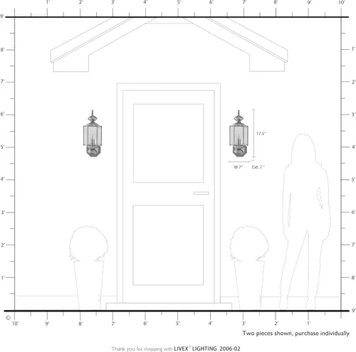 Vista 6 de Livex Lighting 2006-02 - Farol de pared para exteriores, latón pulido