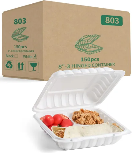 Vista 9 de YANGRUI Recipientes Desechables de 7.8" 30 oz Paquete de 65 - Envuelto en Plástico Retráctil Contenedor de Alimentos de Plástico PP Relleno