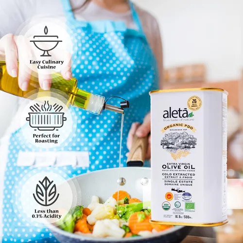 Vista 9 de Aleta Farms - Aceite de oliva virgen extra, orgánico USDA, aceite de oliva rico en polifenoles de una sola finca, prensado en frío, premios globales