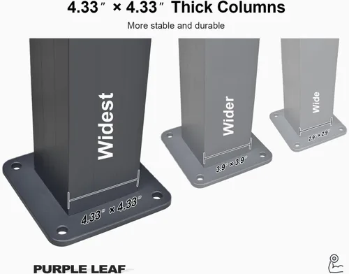 Vista 6 de PURPLE LEAF 94AS - Pérgola pequeña de aluminio compacto de 10 x 12 pies con techo rígido con listones ajustables para patio, cubierta de terraza