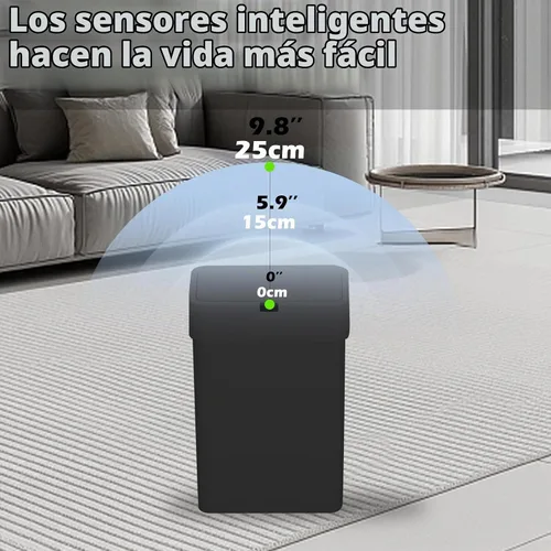 Vista 4 de ELPHECO Basurero de baño con tapa, paquete de 2 botes de basura automáticos, 2.5 galones + 4 galones con sensor de movimiento inteligente