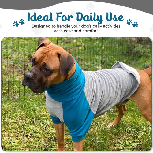 Vista 5 de Tooth & Honey Suéter para perros grandes, ropa cálida de mezcla de algodón para razas grandes, sudadera suave para perros con cuello alto