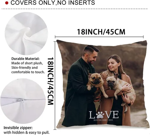 Vista 3 de Personalized Pet Photo Pillow Case Using one pet Image and Custom Text offering Home décor Personality and Giving a Sweet Gift Touch