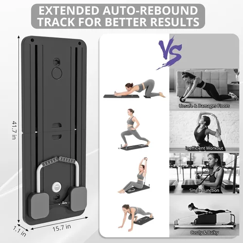 Vista 5 de JANUA Pilates Board - Pilates Reformer Set, Multi-Purpose Foldable Pilates Reformer Board for Home, 5 in 1 Pilates Sliding Board