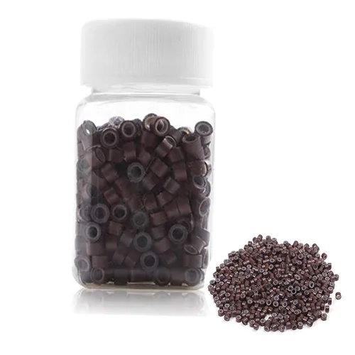Vista 11 de 500 anillos de silicona con microeslabones de 0.197 in para extensiones de cabello, herramientas de microenlaces de aluminio para extensiones
