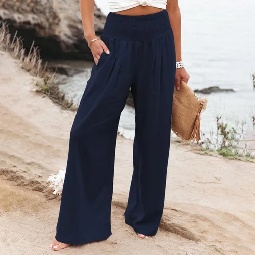 Vista 5 de SHAOBGE Pantalones de yoga para mujer, casuales, holgados, de pierna ancha, cómodos, para yoga, pantalones deportivos de cintura alta con bolsillo