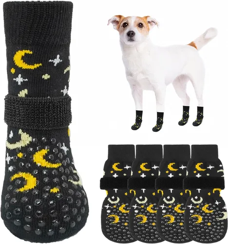 Vista 50 de SCENEREAL 6 piezas de calcetines antideslizantes para perros para prevenir lamido de patas para pavimento caliente/frío, calcetines de agarre