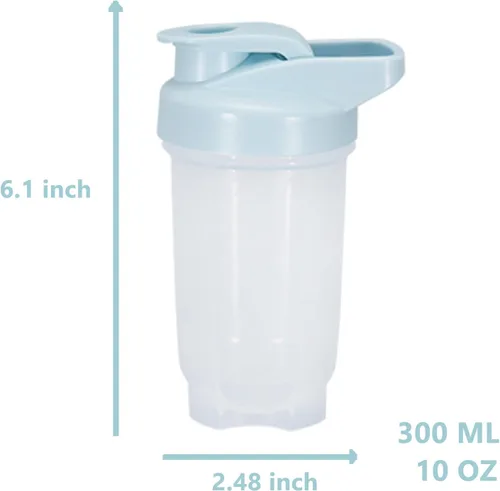 Vista 2 de Shaker Bottle Protein Shakes Cup y botella agitadora de 10 onzas/10.1 fl oz con bolas batidoras, juego de botellas de proteínas, plástico sin BPA