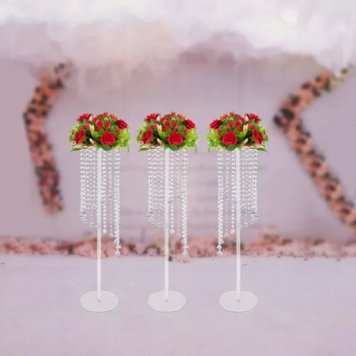Vista 5 de 10 jarrones de flores, centros de mesa de boda, soportes de acrílico para decoración de mesa de centro de mesa de cristal, soporte de flores de 31.5