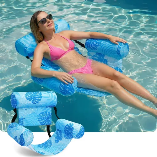 Vista 15 de Flotadores inflables para piscina, sillas flotantes para adultos, fideos de piscina inflables para adultos, natación resistente, plantas tropicales