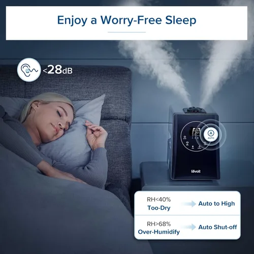Vista 5 de LEVOIT LV600HH - Humidificador ultrasónico de rociada cálida y fría de 6L, humidificación rápida para dormitorio grande, difusor de aceite esencial