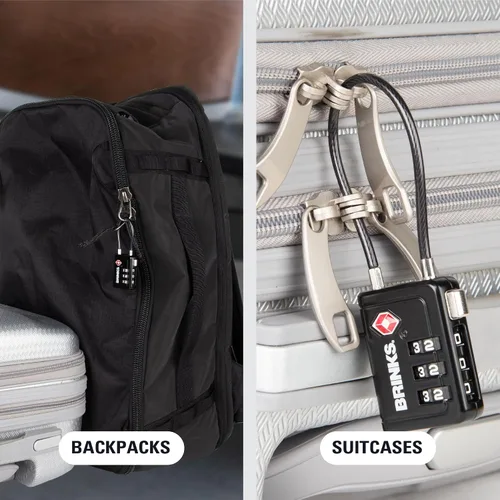 Vista 7 de Brinks TSA - Cerradura indicadora aceptada para equipaje, color negro, combinación reajustable, grillete largo de 2.5 pulgadas, llave TSA008 más