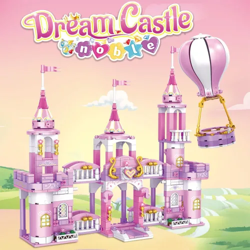 Vista 7 de Juguetes de bloques de construcción de castillo de princesa para niñas, 541 piezas, castillo multiforma, globo aerostático, juguetes para niñas