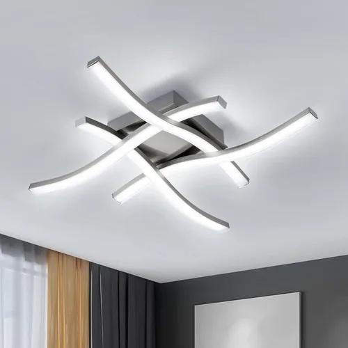 Vista 13 de EDISLIVE Moderna lámpara de techo LED regulable curva, 2 luces de 22.5 pulgadas, lámpara de techo minimalista LED empotrada para dormitorio