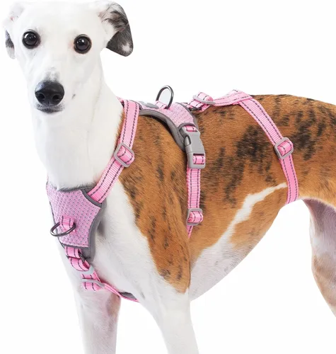 Vista 8 de Huntboo Arnés para perro a prueba de escapes, sin tirones, antideslizante, totalmente reflectante, diseño ajustable de 7 puntos para perros