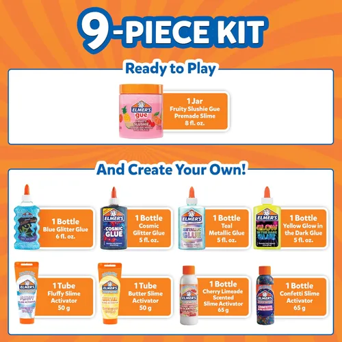 Vista 5 de Elmer's El kit de slime All-Star incluye activador de pegamento líquido y slime prefabricado, 9