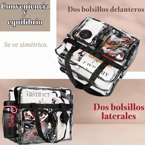 Vista 3 de ZENPUNK Bolsas transparentes aprobadas para estadios con cierre de cremallera, bolsa cruzada con correa ajustable