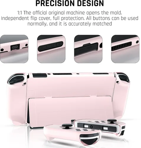 Vista 2 de FUNDIARY Flip Shell - Funda acoplable para Nintendo Switch OLED modelo 2021, accesorios para consola Switch OLED y Joycon con protector de pantalla