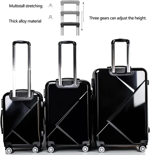 Vista 2 de Equipaje conjuntos, pc+abs Hardshell ligero durable Spinner ruedas maleta, Negro -, Equipaje conjuntos, pc+abs Hardshell ligero durable Spinner