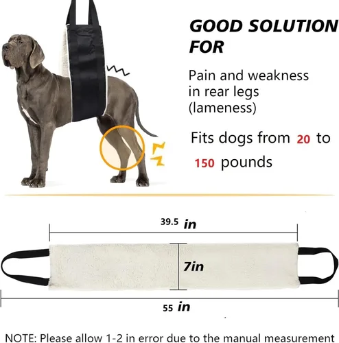 Vista 2 de Hevy Duty Arnés portátil de elevación para perros de 20 a 150 libras, arnés de elevación portátil para patas traseras, arnés de cadera para perros