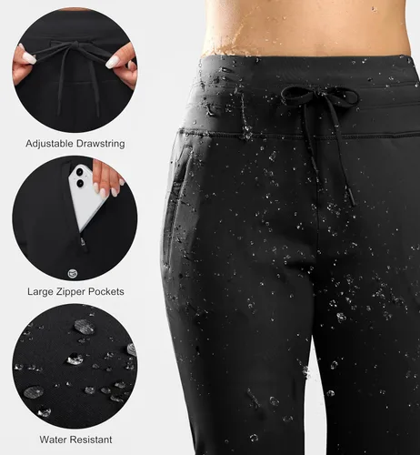 Vista 4 de G Gradual Pantalones deportivos con forro polar para mujer, de cintura alta, resistentes al agua, térmicos, para invierno, correr, senderismo