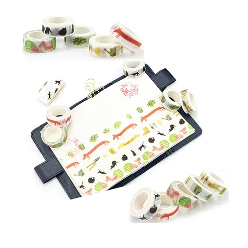 Vista 5 de VIVIQUEN Juego de cinta washi floral para suculentas, cinta decorativa de animales lindos para diario, álbumes de recortes, manualidades, envoltura