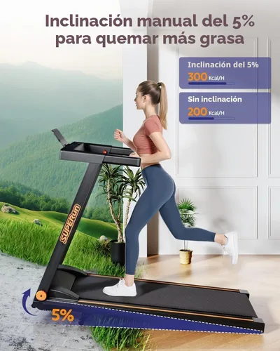 Vista 2 de Superun Incline Waking Pad Treadmill with Handle Bar for Home, 300 LBS Negro naranja