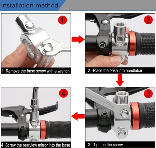 Vista 7 de TOPCABIN 1 Par de Espejo de Bicicleta, Espejo Retrovisor de Bicicleta de Gran Vista Blindsight Multiángulo Ajustable, Espejo de Bicicleta Billet