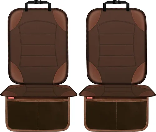 Vista 13 de Sinvitron Protector de Asiento de Coche para Asiento de Niños - Alfombrilla de Cuero Impermeable y Antideslizante con 2 Bolsillos de Malla, Funda