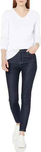 Vista 3 de Suéter Tienda Essentials para mujer, 100% algodón, de manga larga, con cuello en V