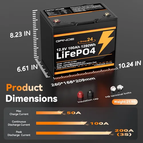 Vista 8 de Grupo 24 LiFePO4 Batería 12V 100Ah, batería de litio ligera de 21.9 libras con BMS de 100 A, 4S4P expandible, hasta 15,000 ciclos, ideal para RV