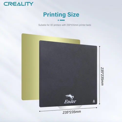 Vista 5 de Creality Placa de construcción oficial Ender 3, 235x235mm. Placa de cama magnética de doble cara con superficie lisa + texturizada, flexible