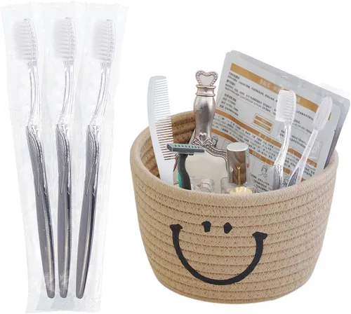 Vista 2 de FKYzixeh Cepillo de dientes con mango gris a granel, cepillos de dientes desechables empaquetados individualmente, cepillo de dientes para viajes
