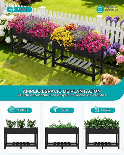 Vista 7 de SERWALL Cama de jardín elevada, negra, 43 x 17 x 30 pulgadas