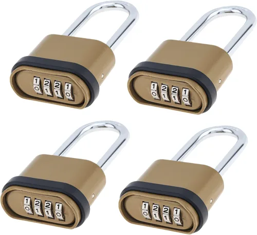 Vista 11 de Candado de combinación de 4 dígitos, candado de combinación resistente con grillete de 2.5 pulgadas de largo, candado impermeable al aire libre