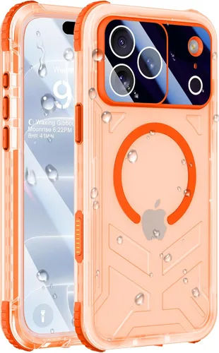 Vista 49 de Funda impermeable para iPhone 15 con Magsafe, protector de pantalla, cordón, IP68 militar de cuerpo completo a prueba de golpes, para deportes Negro