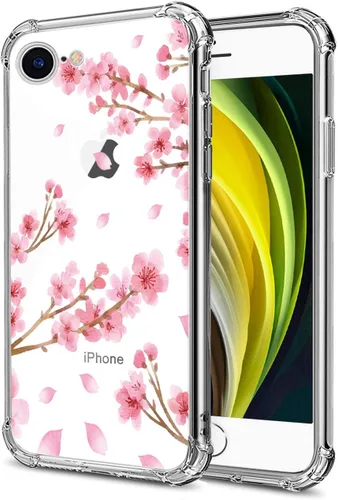Vista 124 de Funda transparente de girasol compatible con iPhone SE 2022 SE 2020 7 8, funda trasera floral para niñas y mujeres, funda protectora transparente