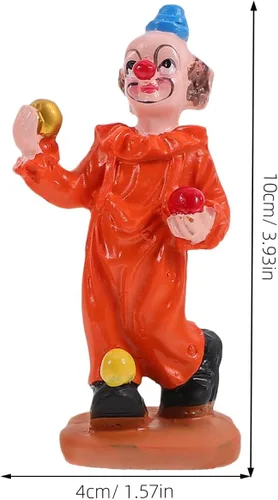 Vista 7 de Toyvian - Figura de payaso de circo, 3.93 pulgadas, mini adorno miniatura de payaso con base estable para terapia de bandeja de arena, temática