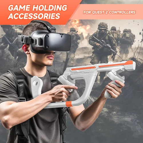 Vista 3 de VR Gun Stock FPS Gaming Accessories for Meta Quest 2, 2-in-1 Stable Oculus Quest 2 Controllers Bracket Attachments Holder, Enhanced Games Reality