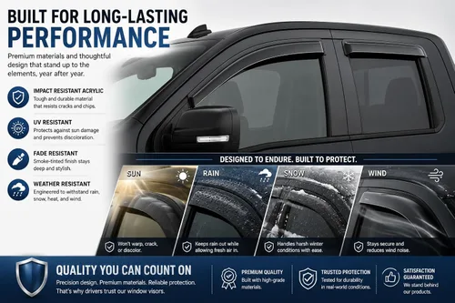 Vista 9 de Black Horse Off Road BHOR - Protectores de lluvia y deflectores de viento compatibles con Nissan Titan XD Crew Cab 2016-2023 Nissan Titan Crew Cab