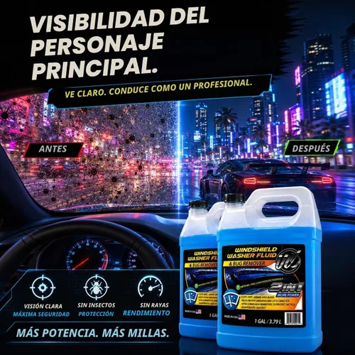 Vista 9 de UCS Paquete de 2 líquidos para limpiaparabrisas 2 en 1 (1 galón cada uno, 256 onzas líquidas en total), listo para usar, fórmula sin rayas, limpieza