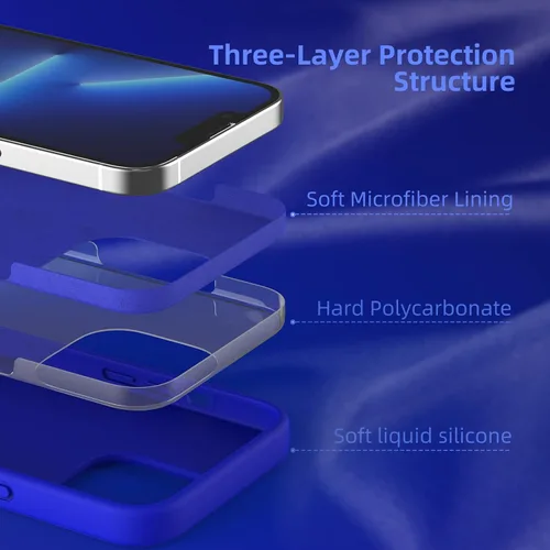 Vista 4 de Funda compatible con iPhone 13 Pro, [Protección contra caídas] [Anti-huellas dactilares] Funda de silicona líquida a prueba de golpes con forro