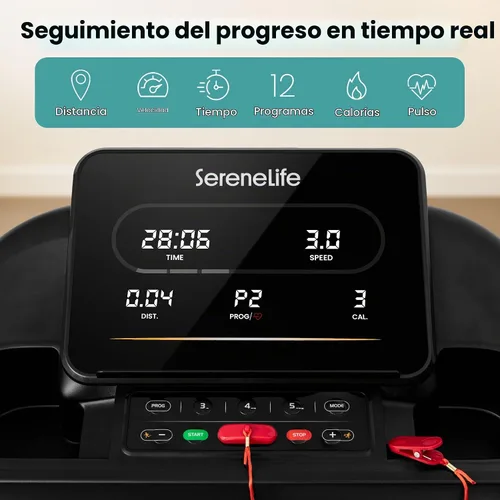 Vista 3 de SereneLife Treadmill with Incline & Handle Bars Compact Portable Walking Pad & Treadmill for Home/Apartment Wide Running Belt 40" x 16" Negro