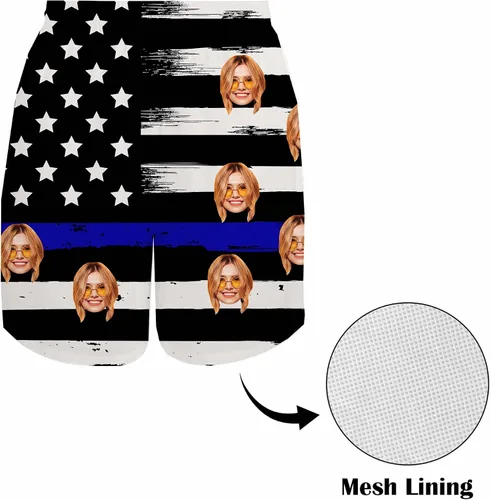 Vista 4 de Traje de baño personalizado para hombre, divertido estampado de fotos personalizado con la bandera estadounidense, pantalones cortos, regalos