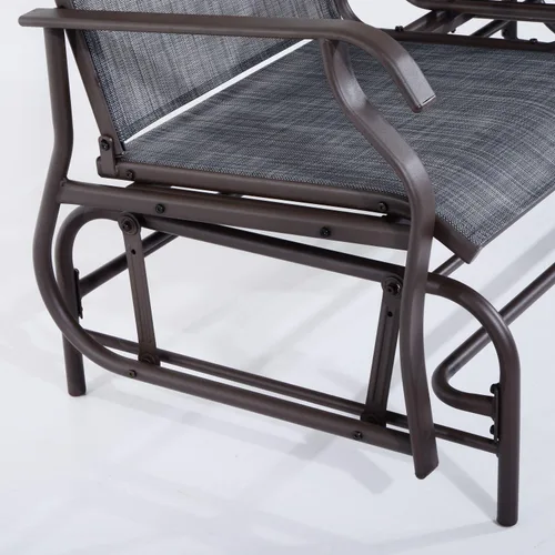 Vista 8 de Nishore Silla de doble planeador para patio de tela de malla al aire libre para 2 personas con mesa central