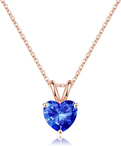 Vista 20 de SMILEST Dainty Heart Birthstone Necklace for Women, 925 Sterling Silver 01-enero-granate rojo